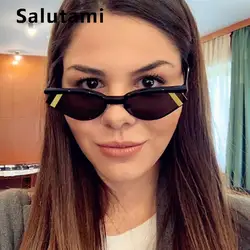 Полуоправы в полоску линзы кошачий глаз солнцезащитные очки для женщин 2019 роскошный бренд овальные маленькие Солнцезащитные очки Мужские