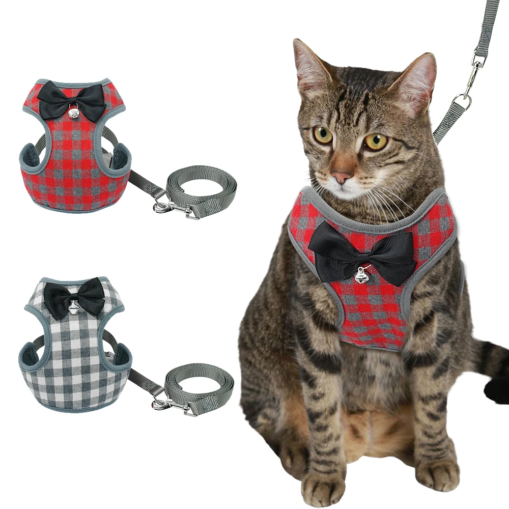 

Small Cat Harness and Leash Set Pet Dog Vest Harness With Bowknot Mesh Padded For Small Dogs Chihuahua Yorkies Pug Daily Walking