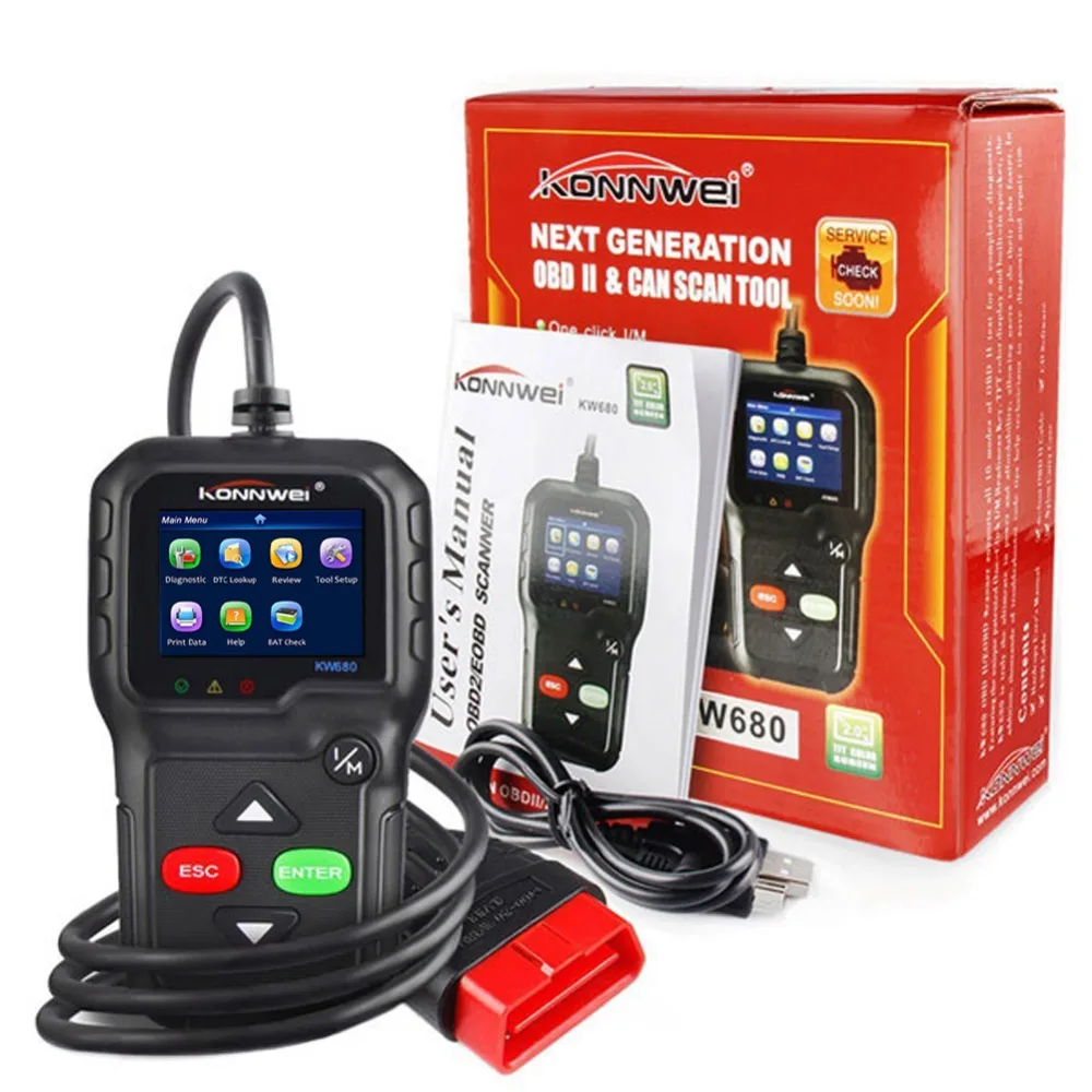 Профессиональный сканер OBD2 OBDII считыватель кодов Авто KW680 и EOBD на русском