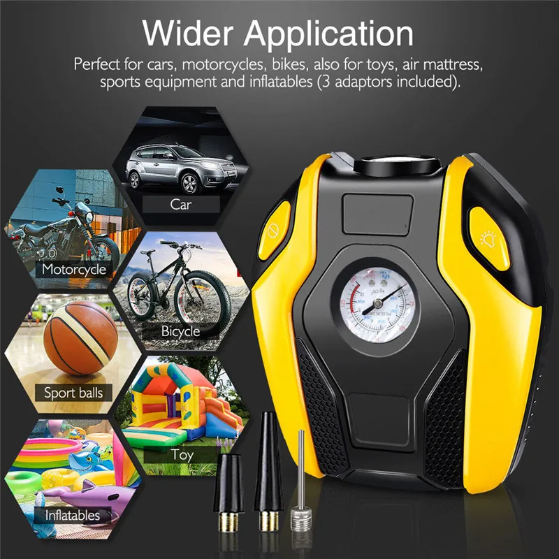 

Tire Air Pump 150W 12V 150PSI Car Mini Inflator Pump W Gauge Portable Compressor Electric dropship 19M7