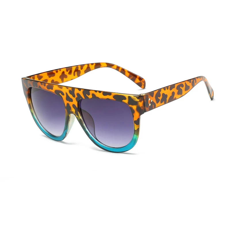 TOYEARN, модные, плоские, Овальные Солнцезащитные очки для женщин, брендовые, дизайнерские, Ретро стиль, с заклепками, оправа, солнцезащитные очки для женщин, Gafas Oculos de sol - Цвет линз: C11 Leopard Blue