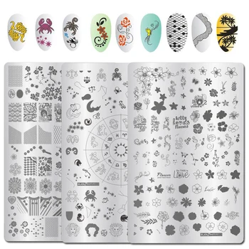 

WAKEFULNESS Flowers Pattern Nail Stamping Plates Leaves Image Painting Nail Art Stencil Template Manicure Nail Stamp Tools