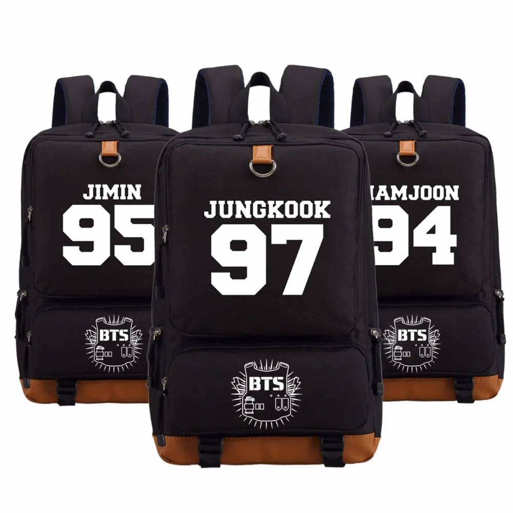 WISHOT Bangtan Boys BTS JUNG KOOK SUGA JIMIN Canvas backpack School