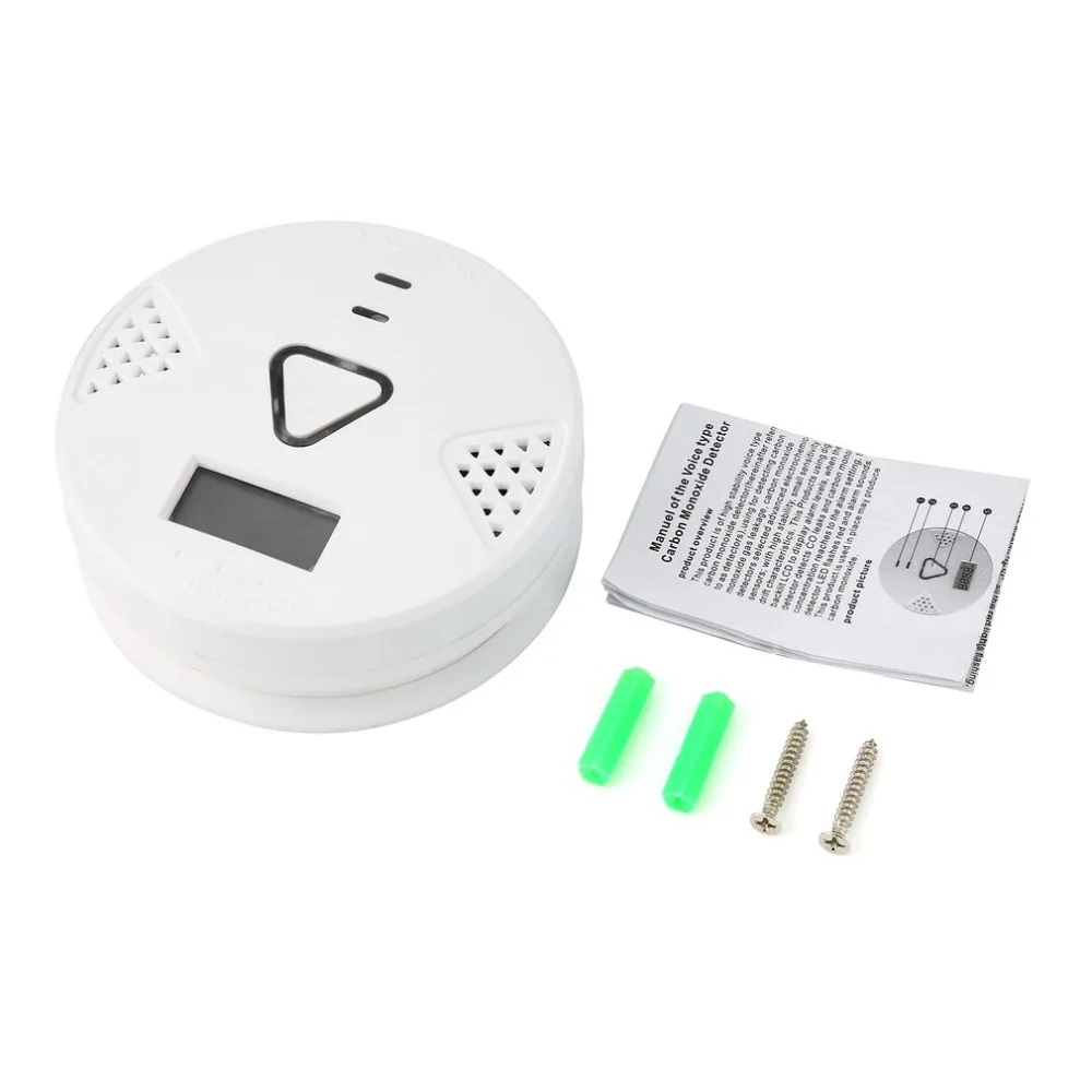 

85dB Carbon Monoxide Alarm Independent Dual Voice LCD CO Sensor Work Alone Poisoning Warning Alarm Detector