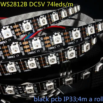 

4m DC5V addressable WS2812B led pixel srip,non-waterproof,74pcs WS2812B/M with 74pixels;BLACK PCB