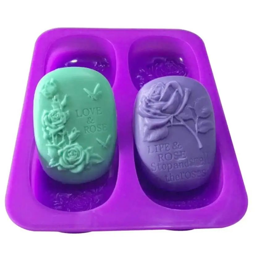 4 Hole Lotus Dragonfly Natural Soap Handmade Soap Mold Silicone Modeling Tool Pastry Arts Decorative Kitchen Accessories