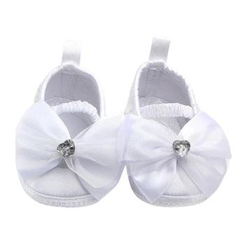 

Newborn Baby Girl Shoes White Flower Bow Toddler Infant Fabric Baby Booties Little Girl Baby Walker First Shoe