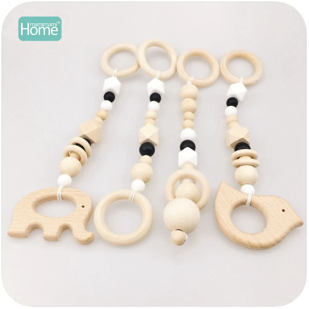 MamimamiHome Baby Toy 4pcs Beech Bird Elephant Silicone Beads Montessori Toys For Children Nursing Accessories Baby 4