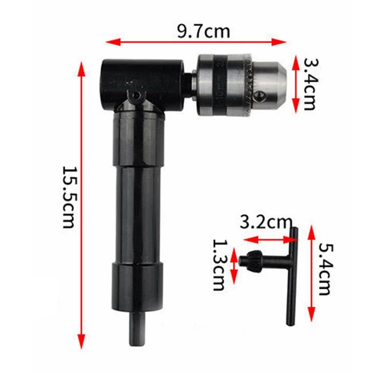 90 градусов прямоугольный угловой трехкулачковый бесключевый патрон Ударная дрель адаптер электрическая мощная Беспроводная Дрель вложение угловой адаптер - Цвет: 1-10 mm