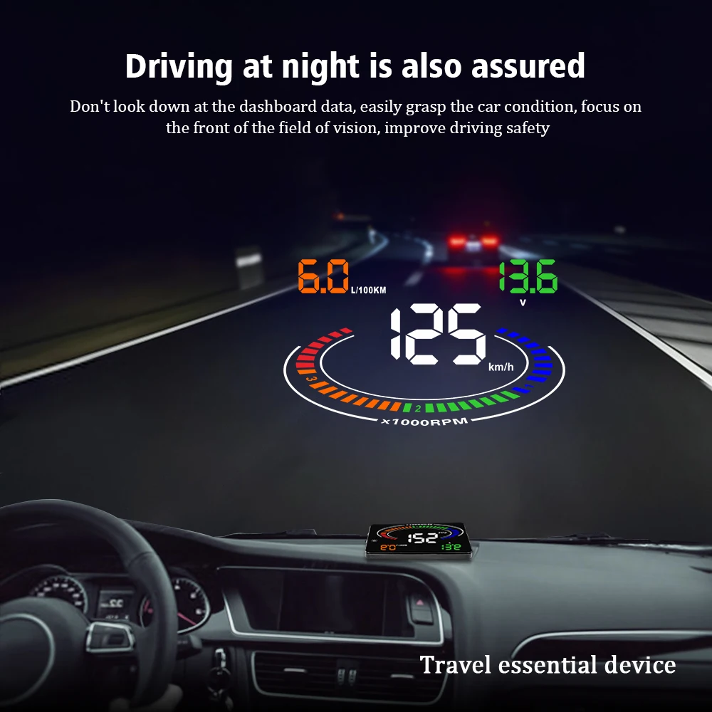 E300 Hud OBD2 умный цифровой спидометр автомобильный HUD Дисплей об/мин температура воды низкое напряжение сигнализации