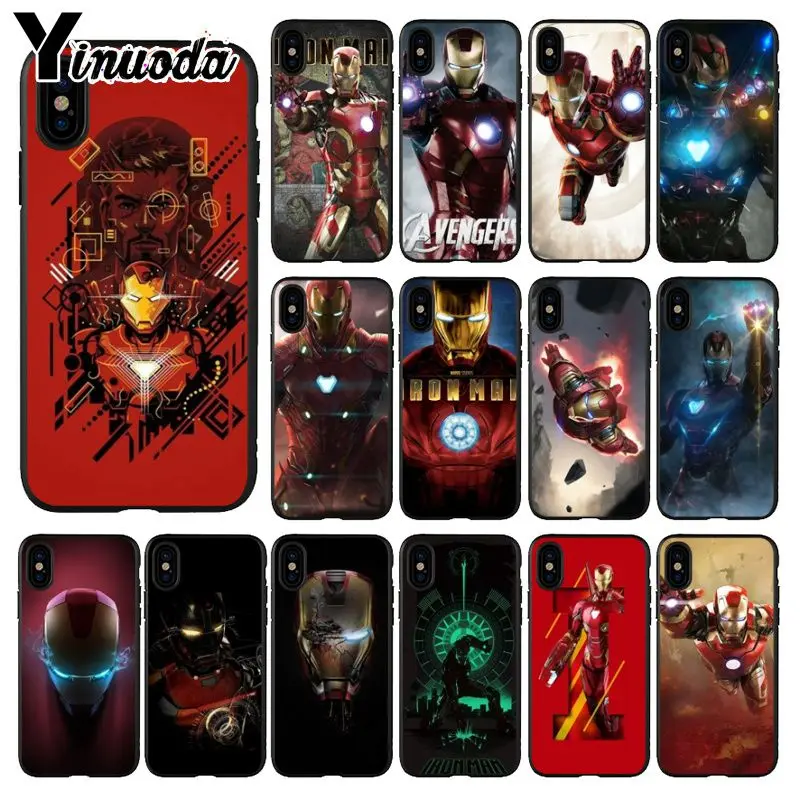 Yinuoda Marvel Avengers4 Железный человек черный мягкий силиконовый чехол для телефона Apple
