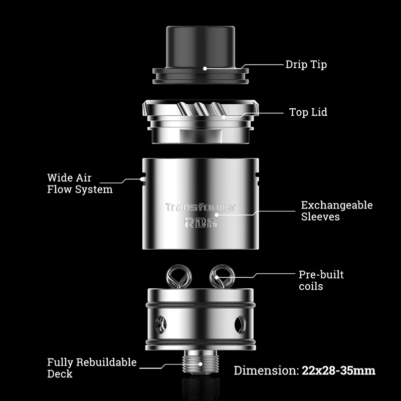 Vaporesso трансформатор RDA атомайзер бак с on 2 стиль скорости Серебристый|atomizer tank|rda
