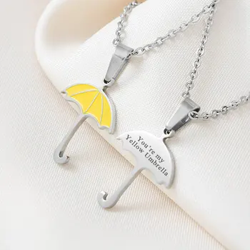 

2020 How I Met Your Mother Necklace Yellow Umbrella Letter Engraved Necklace Double Sides Pendant True Love Gift for Mother