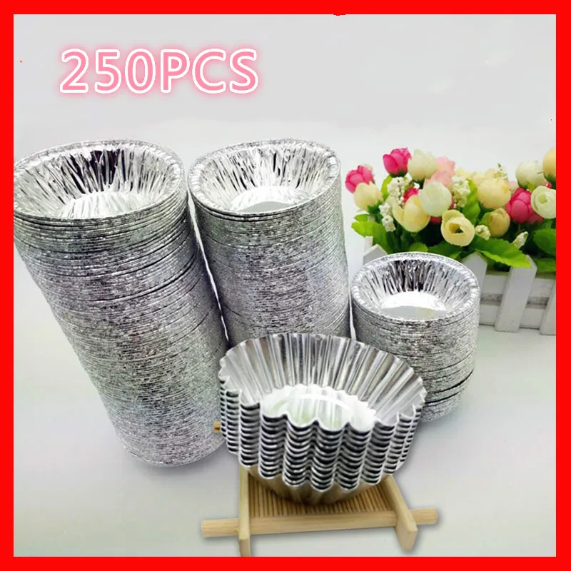 250pcs/50pcs small cake egg tarts mold aluminum/round/disposable tin tray non-sticky bakery tools pastry baking accessories