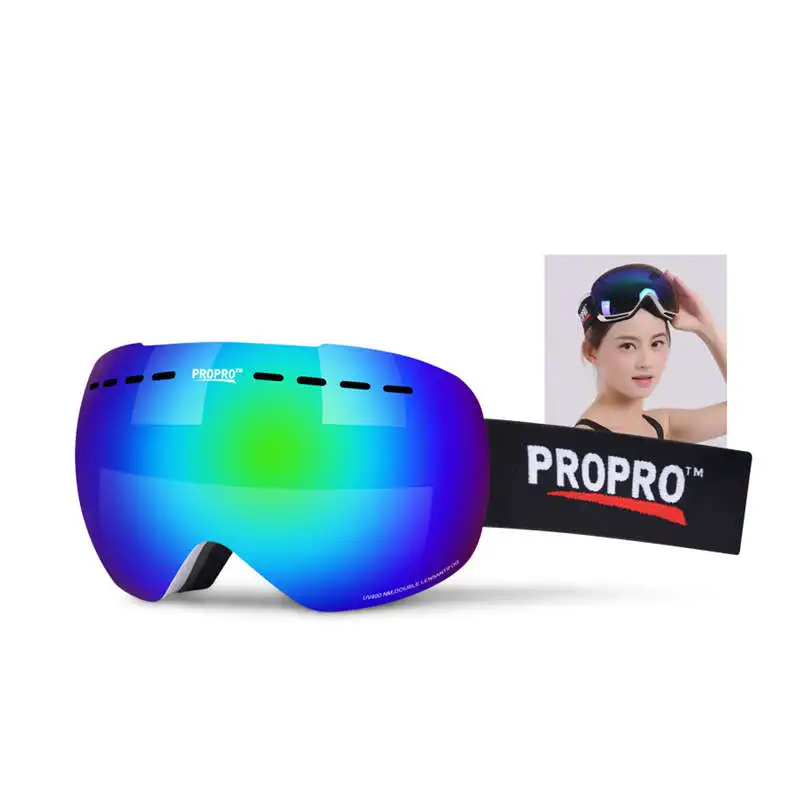 PROPRO большие сферические безрамные лыжные очки es Uv400 Sg-0106 шпон двойная пластина для мужчин и женщин Двойные противотуманные очки наружное стекло