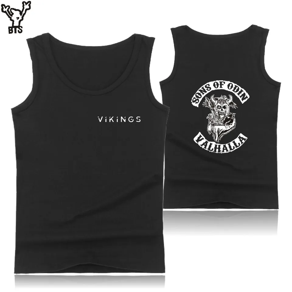 

kpop SONS OF ODIN VALHALLA Bodybuilding Tank Tops Men Black O-Neck Tank Top Mens Hip Hop Vikings Casual Work Out Summer Vest 4XL