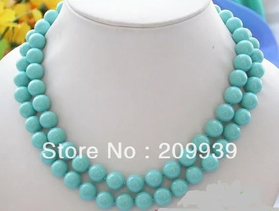 

huij 002233 33" 10mm turquoise round SOUTH SEA SHELL PEARL NECKLACE