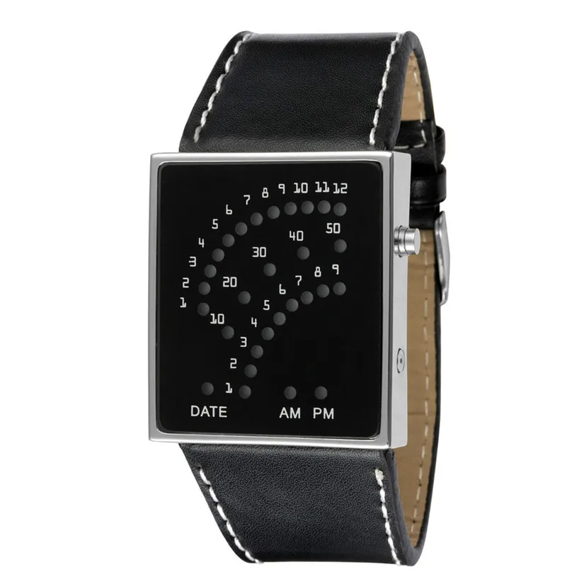 

Perfect Gift Women Mens Futuristic Style Multicolor Leather LED Sport Wrist Watch Levert Dropship Jan5-17
