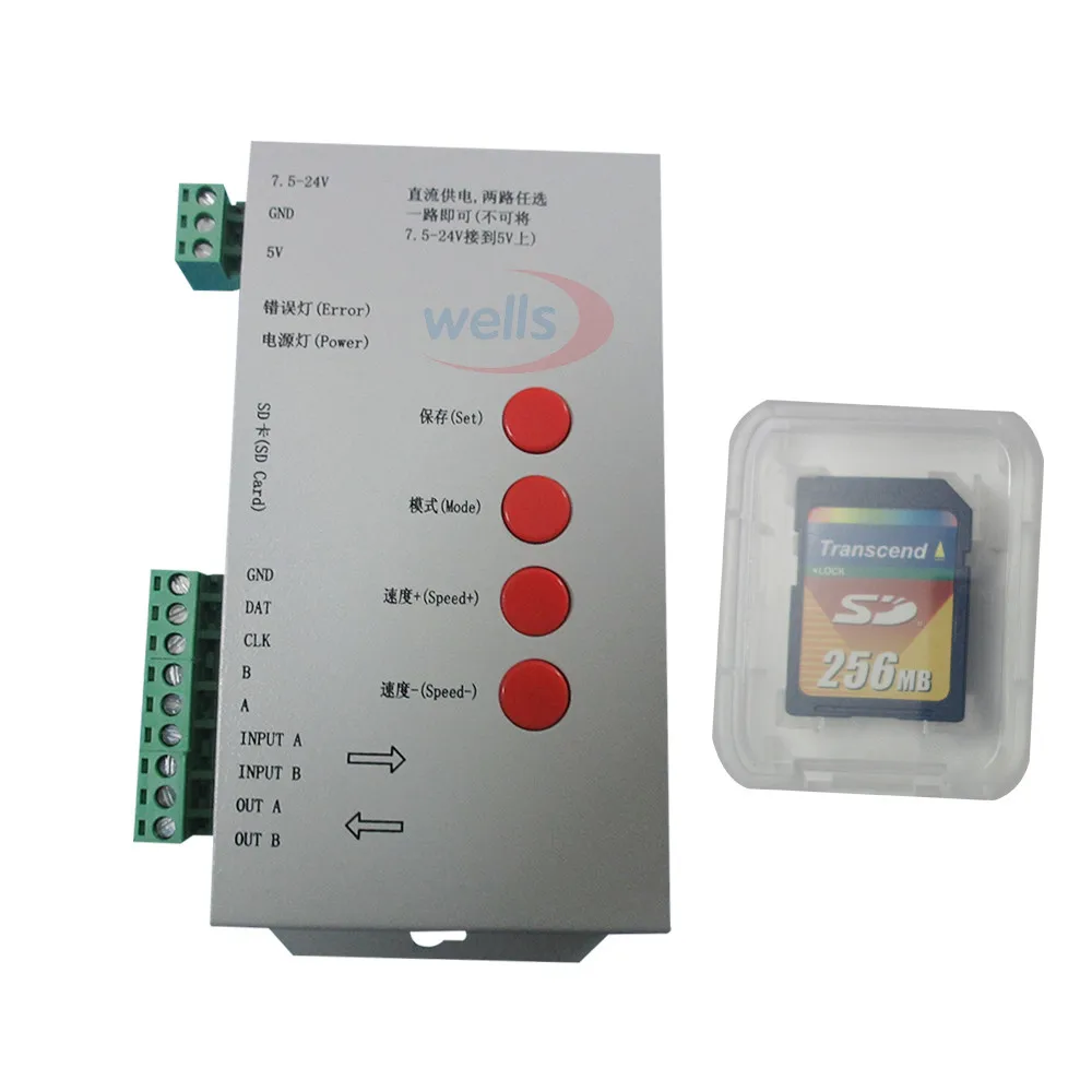 

LED controller T1000S DC5 ~ 24V SD card Pixels Controller for WS2801 WS2811 WS2812B LPD6803 LED 2048