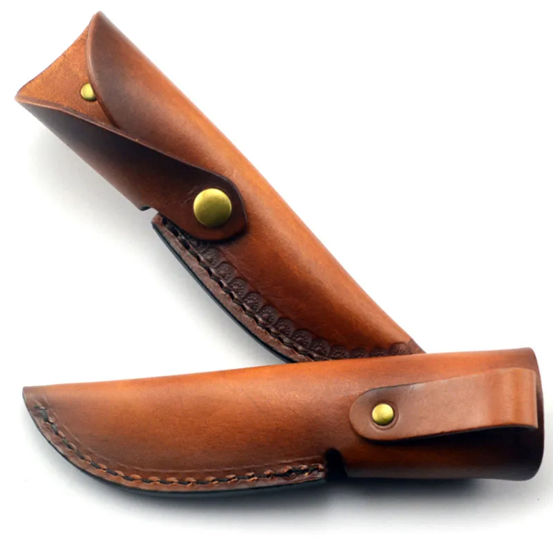 EDC Открытый Мути-инструменты Tan Cowhide ножны/ножны Натуральная кожа маленький прямой нож крышка кожаный нож набор кожа C
