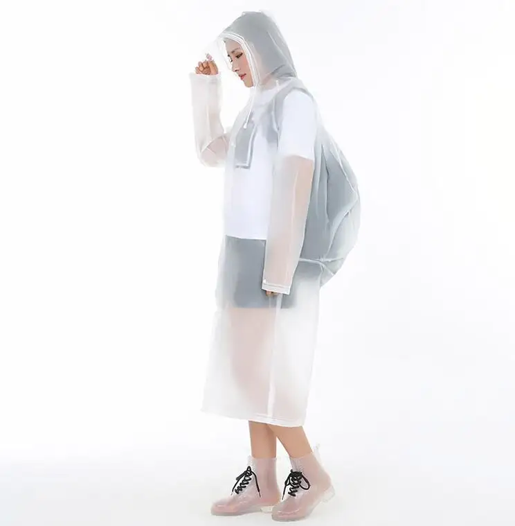13.Raincoat Plastic EVA Thick Rain Coats Rainwear Rain Poncho Universal Waterproof Touring Hiking Hooded Schoolbag Raincoats Long rain jacket