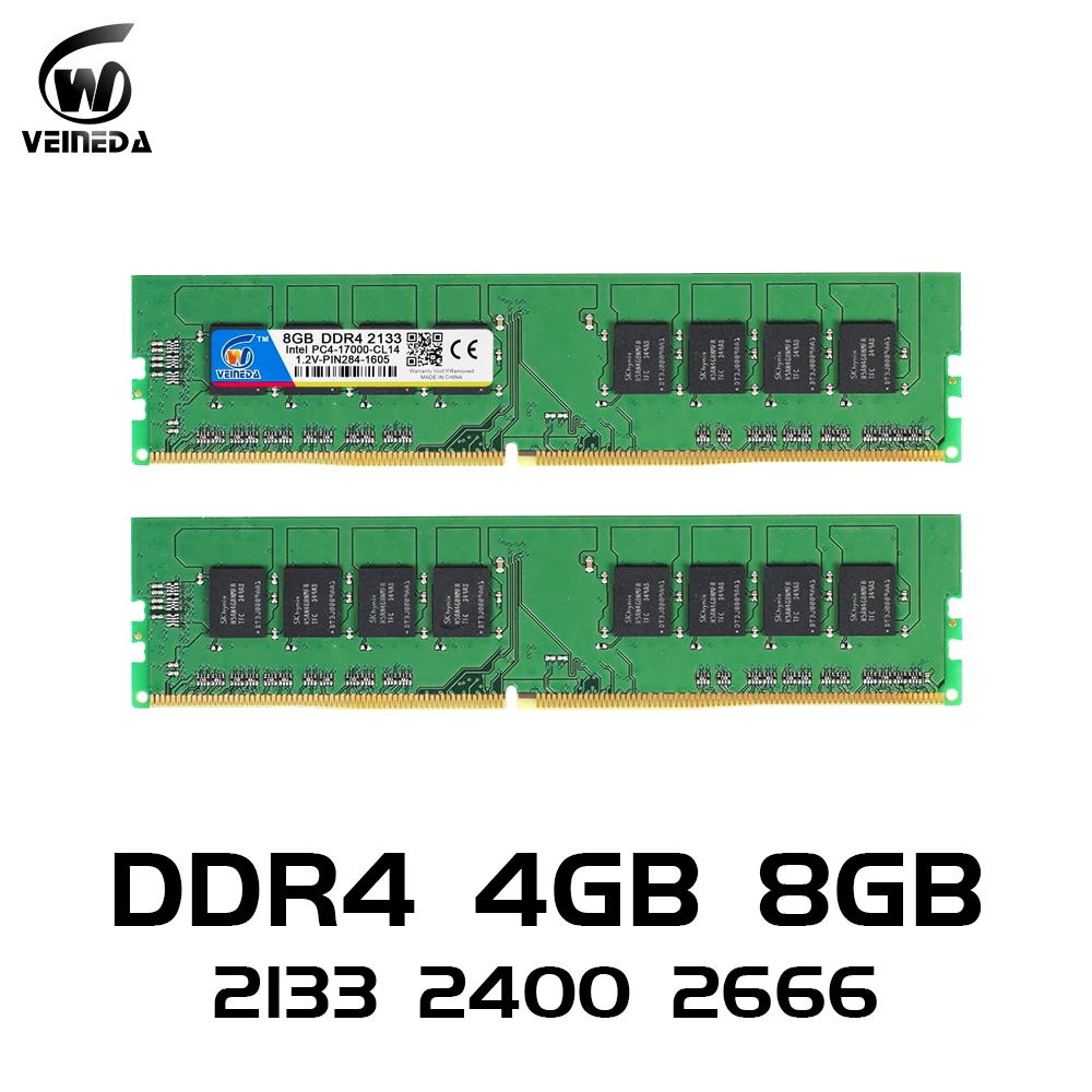 

VEINEDA DIMM ram DDR4 8GB PC4-19200 Memory Ram ddr 4 2400 For Intel AMD DeskPC Mobo ddr4 8 gb 1.2V 284pin