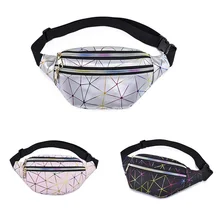 Лазерная голографическая поясная сумка для женщин, розовая Серебряная поясная сумка, Женская поясная сумка, черная Геометрическая поясная сумка, лазерная нагрудная сумка для телефона