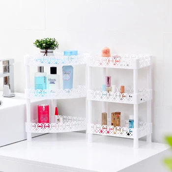 

Multi functional combination kitchen rack bathroom basin storage rack plastic desktop three-layer finishing rack WF3061155ZP