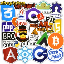 50 шт. Java интернет JS Php Html облако Docker Bitcoin язык программирования приложение наклейки с логотипом для ноутбука ПВХ водоотталкивающая наклейка