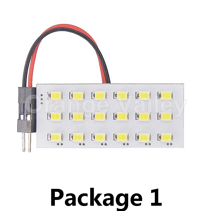 

2pcs Super Bright White 18 LED 1210 SMD Car Auto Interior Reading Door Lights Panel Lamp Bulb T10 BA9S Dome Festoon 3 Adapters