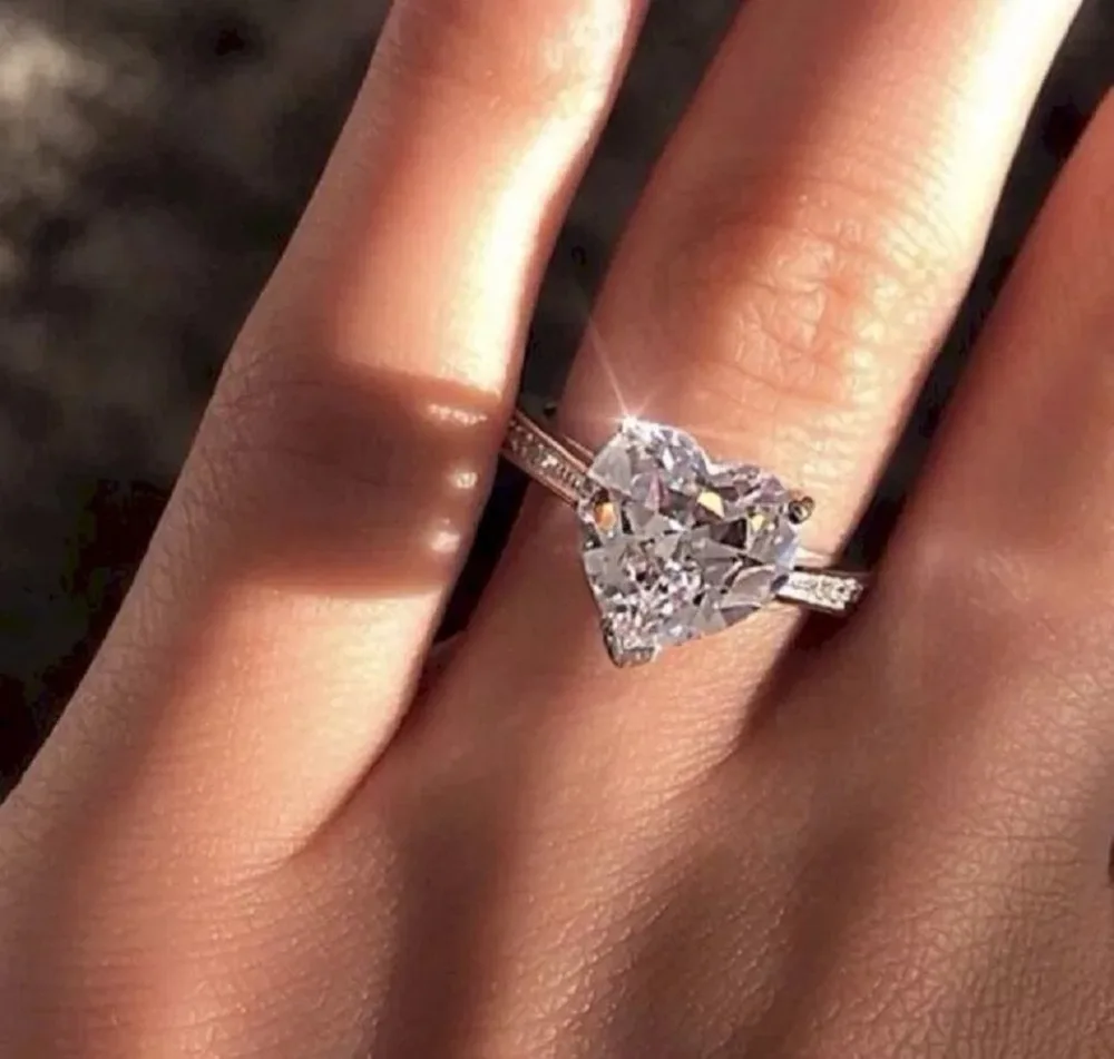 Kristi Tina модное серебряное кольцо с цирконием в форме сердца для женщин AAA циркон обручальное кольцо Романтический тренд вечерние ювелирные изделия подарок