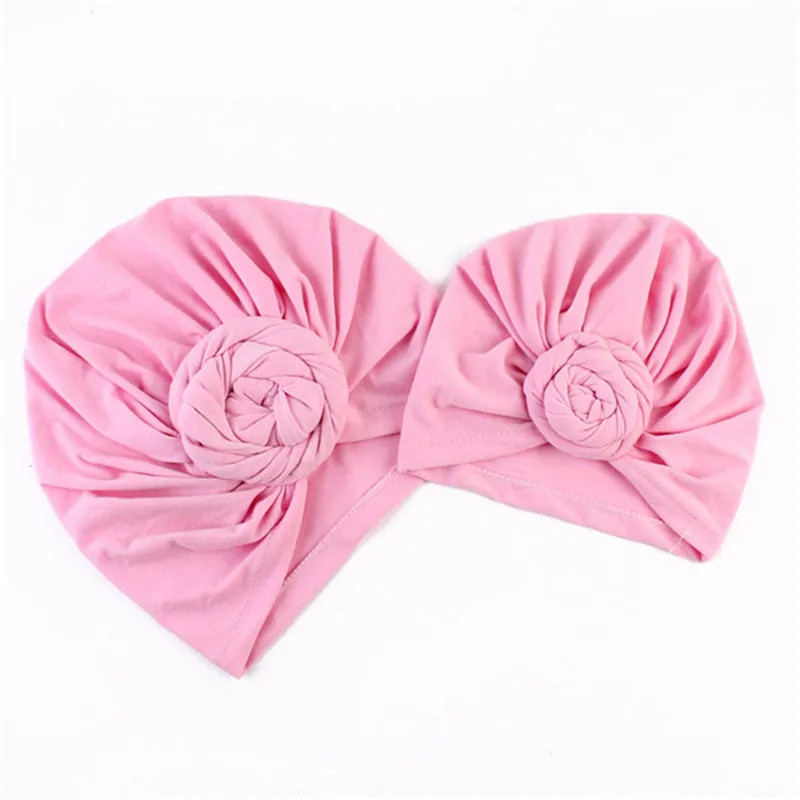 Одинаковая шапка для мамы и дочки, модный однотонный связанный шарф, накидка, милая детская одежда для девочек, семейный образ, повязка на голову для мамы и дочки, E0139 - Цвет: 1 Set Pink