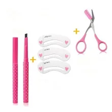 1 комплект розовый инструмент для макияжа карандаш для бровей \ трафареты \ ножницы с мини-расческой косметический нож для бровей