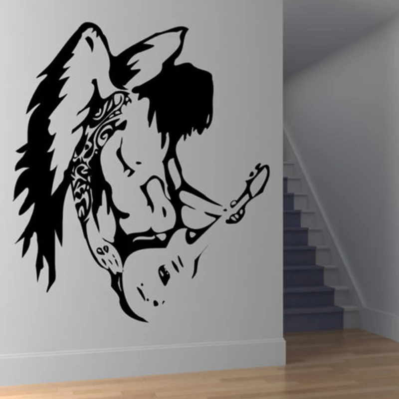 Angel Playing Guitar Musical Notes & Instruments Wall Stickers Music