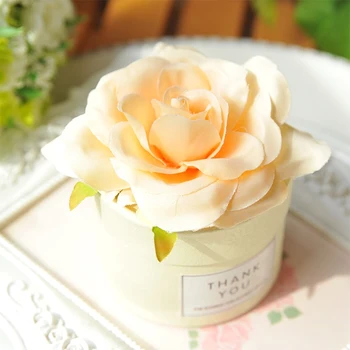 

Champagne beautiful silk flower candy boxes cylindrical candy boxes wedding party favor packing box sugar box 50PCS freeshipping