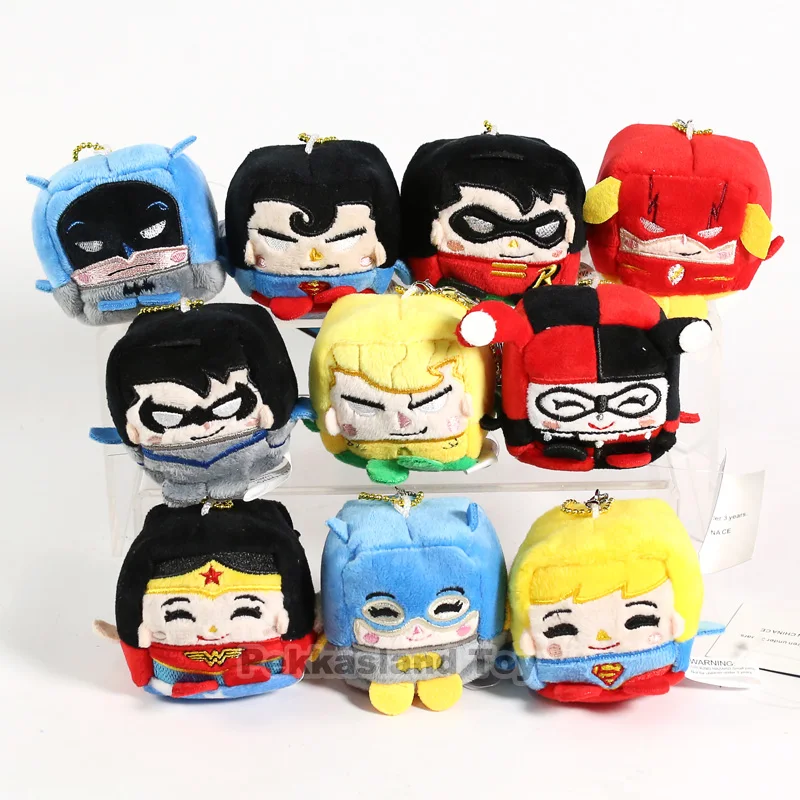 

DC Batman Robin Superman The Flash Nightwing Aquaman Wonder Woman Harley Quinn Supergirl Plush Toys Dolls Pendants 10pcs/lot