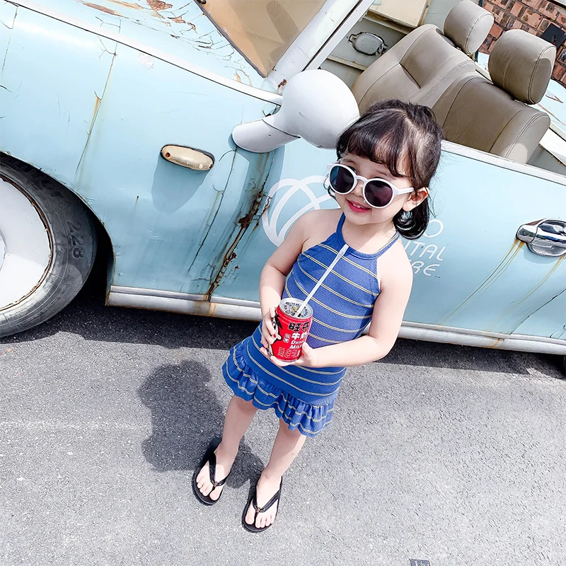 Cute Girls Summer Beach Striped Dress Fine Threaded Kids Beautiful Birthday Toddler Girl Clothes Dresses Baby 2 3 4 5 6 Y | Детская