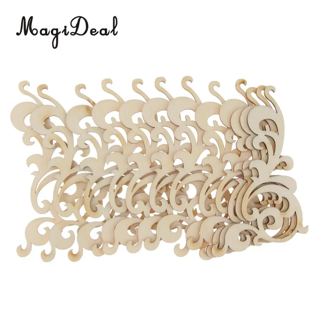 MagiDeal 12pcs Rustic Blank Flower Cutout Wooden Craft Hanging Gift Tags Labels Scrapbooking Embellishments DIY Craft