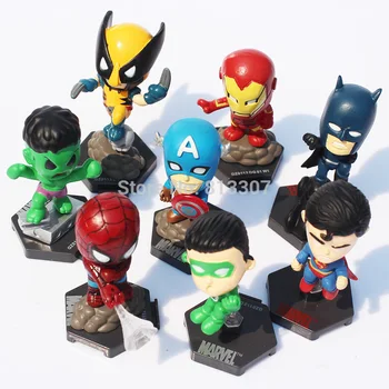 

Free Shipping 8pcs/set The Avengers Superheroes Captain American Hulk X-men Spiderman Mini PVC Action Figure Toys Dolls