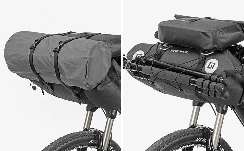 Discount ROCKBROS Waterproof Bicycle Bags Cycling Bike Handlebar Front Frame 2 in 1 Bag Set Large Capacity Pouch Pannier Bike Accessories 12