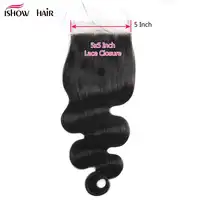 Ishow 5X5 Body Wave Lace Closure Free Part Human Hair Lace Closure With Baby Hair Non Remy Malaysian Hair Bundles Swiss Closure