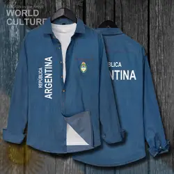 Argentina Argentine AR Nation мужская одежда Осень Хлопок Turn-Down Воротник джинсовая рубашка с длинным рукавом Ковбойское пальто Модные топы Новые 20