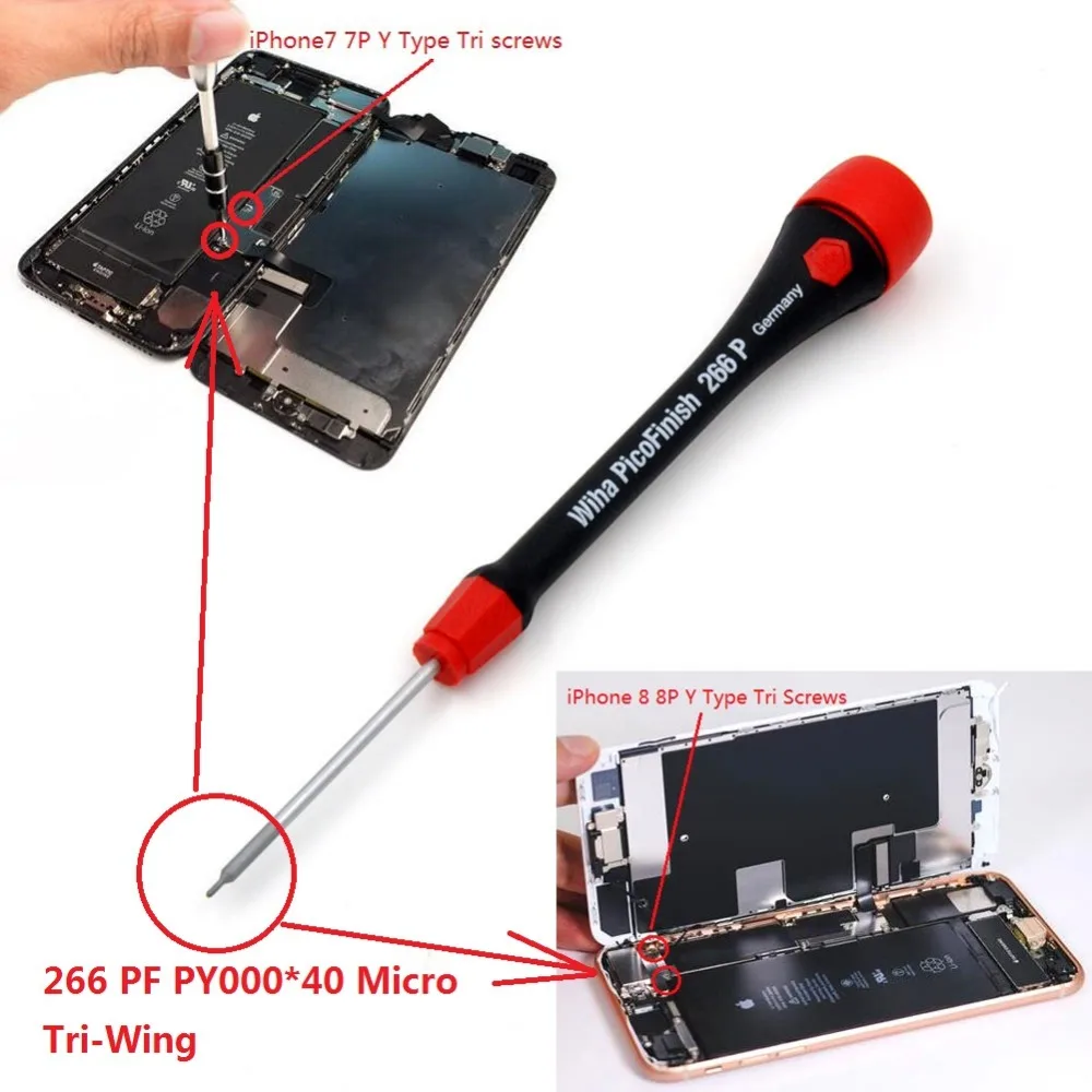 Vente Allemagne Wiha 0.6mm Y Type 266PY000*40mm Micro Tri Wing Tournevis pour iPhone 7 7 Plus 8 8 Pluse iWatch Outils De Réparation