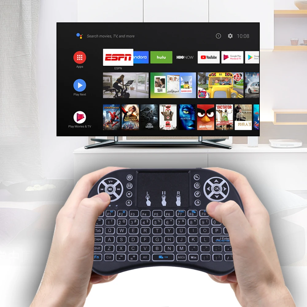 Mecool i8 русская английская 2,4 ГГц мини-игровая беспроводная клавиатура с подсветкой Сенсорная панель air mouse для ноутбука ПК Smart tv box