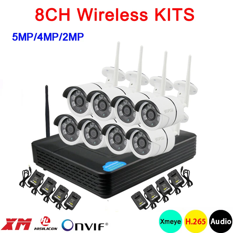 

5mp/4mp/3mp/2mp six Array Infrared ICsee Waterproof H.265+ 25fps 8CH 8 Channel Audio WIFI Wireless IP Camera kits
