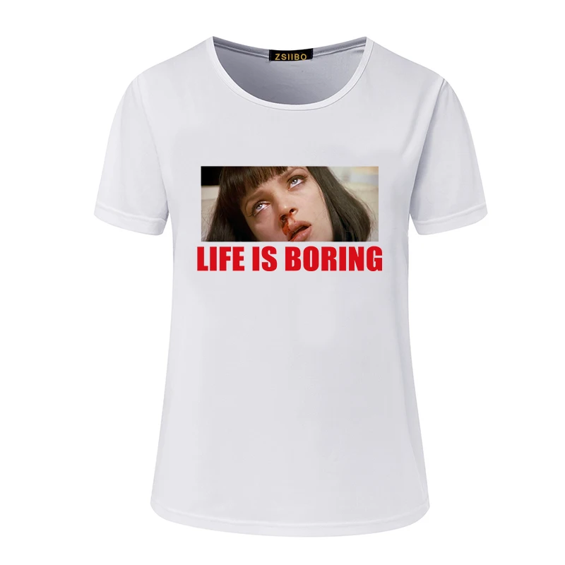 Пародия Harajuku белая женская футболка T летняя новинка футболка Femme Life is Boring буквенный принт Женская футболка - Цвет: boring