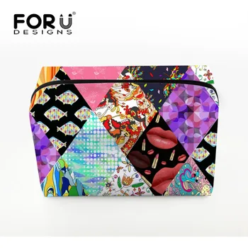 

FORUDESIGNS 2019 Fashion Makeup Bag Women Vintage Print Cosmetic Cases Box Lady Cosmetic Pouch Travel Bag Toiletries