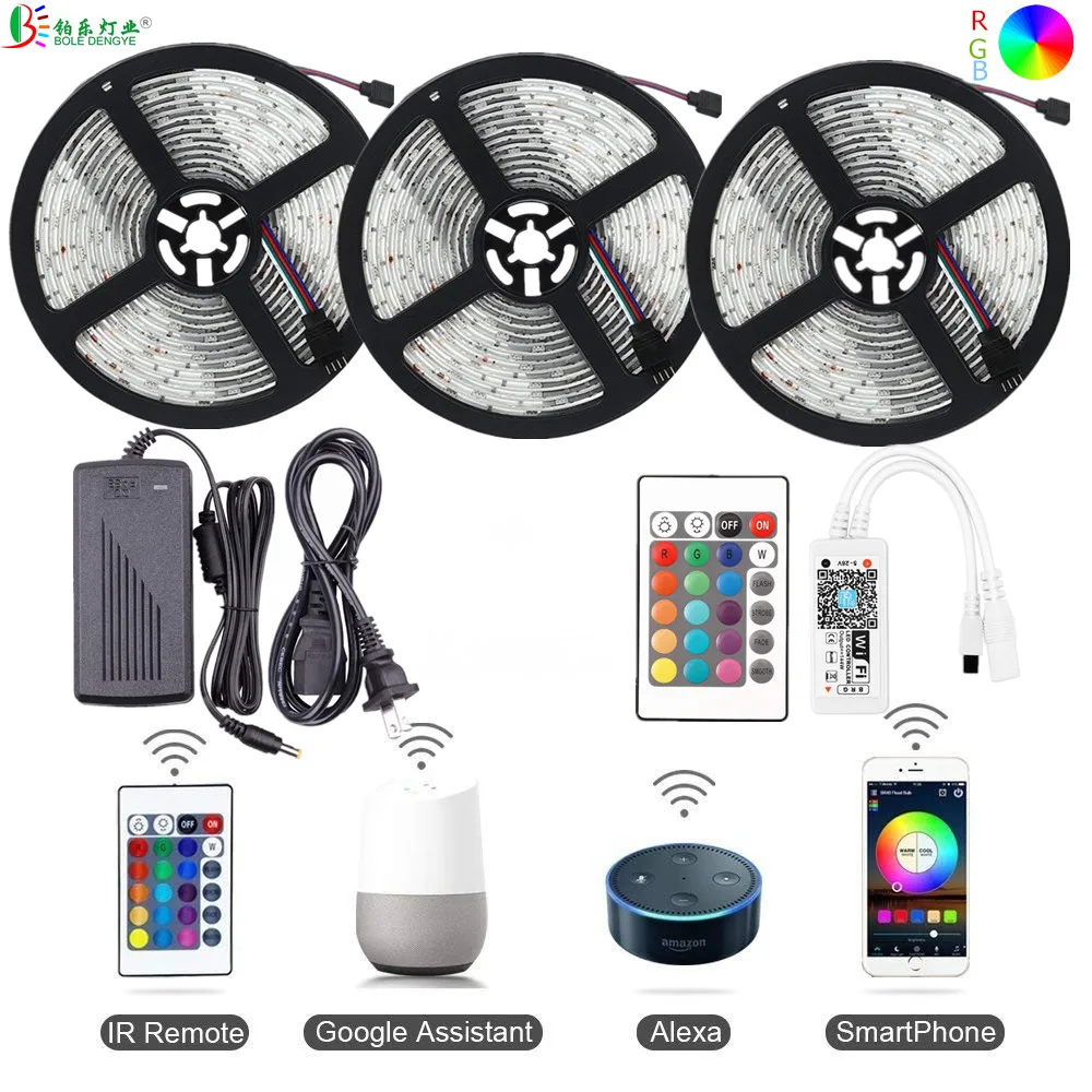 SMD 5050 водонепроницаемая светодиодная лента RGB 12 В постоянного тока гибкая 5 м 10 15
