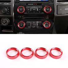 Alluminium Alloy Red/ Blue Air Conditioning Button Switch Ring Trim 4 PCS For Ford Expedition 2018