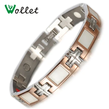 

Wollet Brand Women Stainless Steel Germanium Magnetic Shell Rose Gold Color Jewelry Bracelet